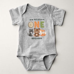 Body Para Bebê WILD ONE First Forest Aniversário Personalizado