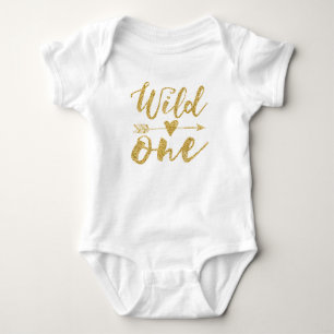 Body Para Bebê Wild One Ouro primeiro aniversario