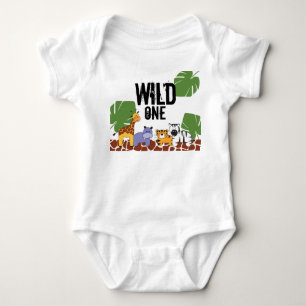 Body Para Bebê "WILD ONE" Safari, Tema Selvagem Primeiro Anivers