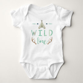 Body Para Bebê Wild One Tribal Teepee Blue Baby Boy