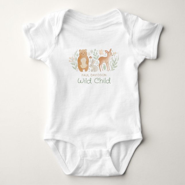 Body Para Bebê Woodland Animals Cute Baby Shower Gift (Frente)