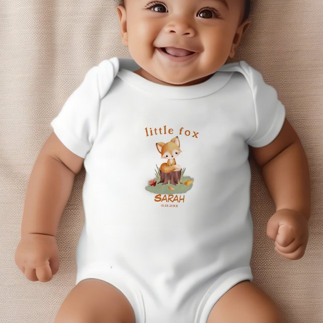 Body Para Bebê Woodland Autumn Baby Fox Personalizada (Criador carregado)