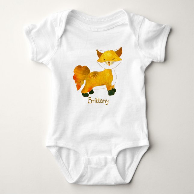 Body Para Bebê Woodland Fox + Nome Personalizável (Frente)