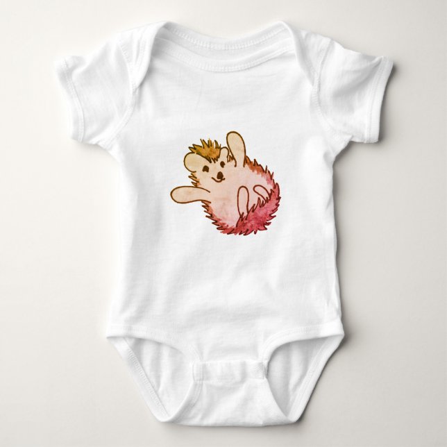 Body Para Bebê Woodland Red Orange Happy Cuz Hedgehog (Frente)