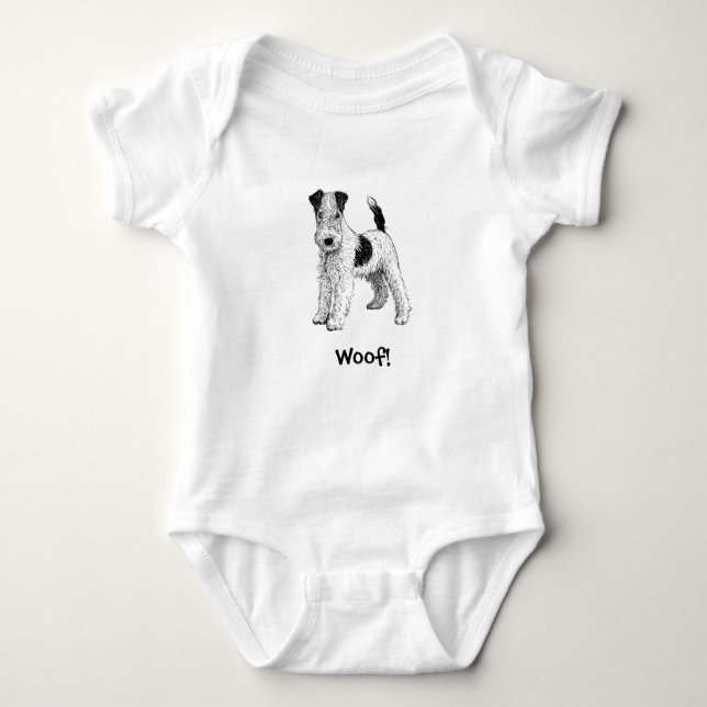 Body Para Bebê Woof! Bodysuit do bebê do Doggy - Fox Terrier (Frente)