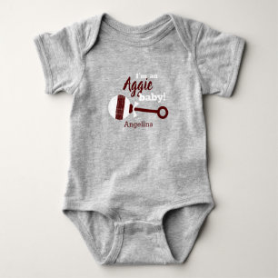 Body Para Bebê Xadrez Maroon Rattle Aggie Baby Bodycase
