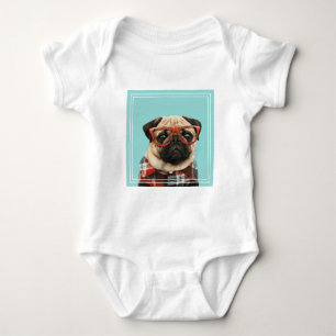 Body Para Bebê Xadrez Shirt Pug