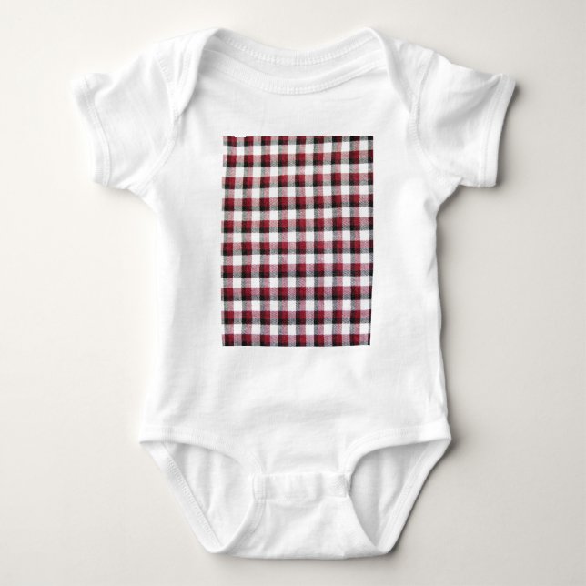 Body Para Bebê Xadrez Vermelho Branco e Preto Estilo (Frente)