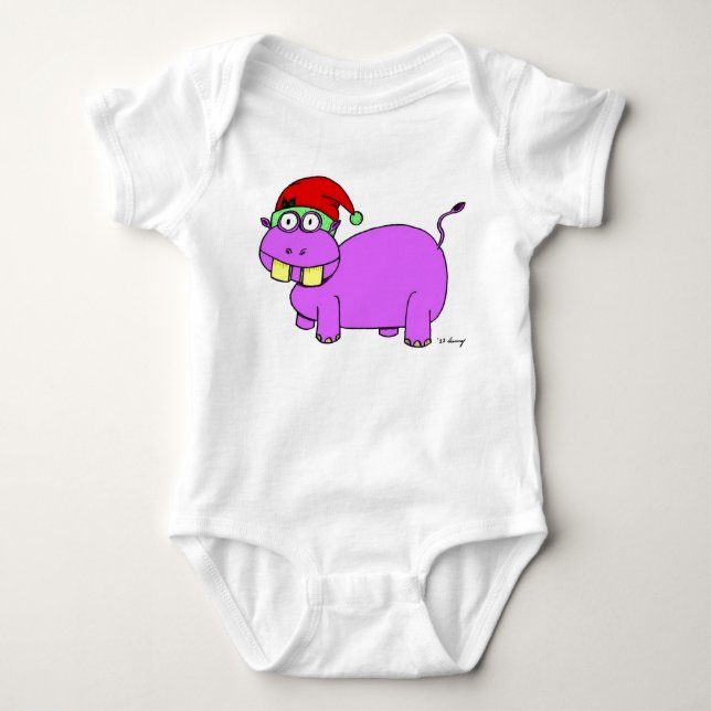 Body Para Bebê Xmas Hippo Criança Creeper (Frente)