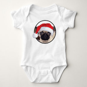 Body Para Bebê Xmas Pug - Bebê Jersey Bodycase