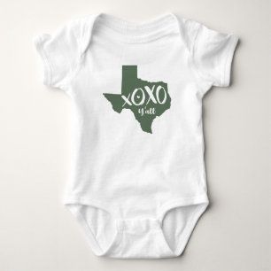 Body Para Bebê XOXO, Y'all - Cactus Green Texas State Shape