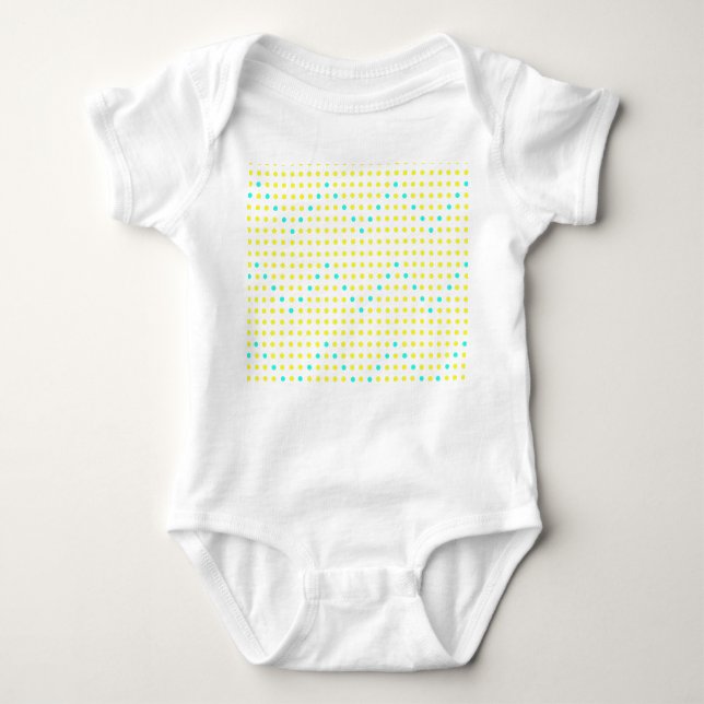 Body Para Bebê Yellow Aqua Chevron Dots ZigZag Baby Bodyfatos (Frente)