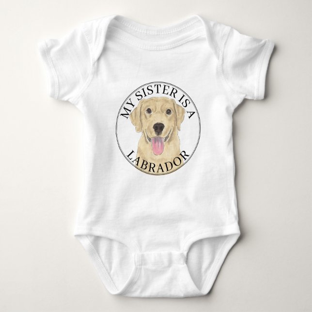 Body Para Bebê Yellow Labrador Dog Big Sister (Frente)