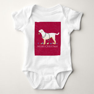 Body Para Bebê Yellow Labrador Retriever Feliz Design de Natal