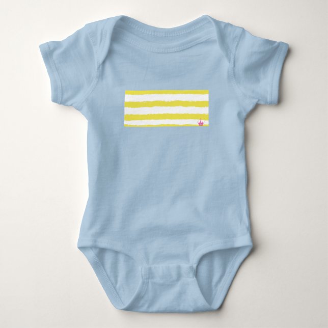 Body Para Bebê Yellow stripes and a pink crown (Frente)