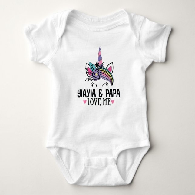 Body Para Bebê Yia e Papa me amam Unicorn (Frente)