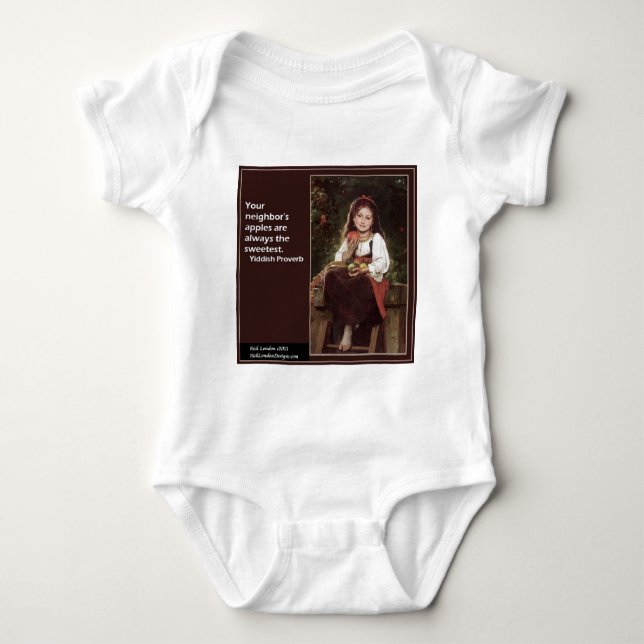 Body Para Bebê Yiddish Dizendo Sobre Maçãs E Gráficos (Frente)