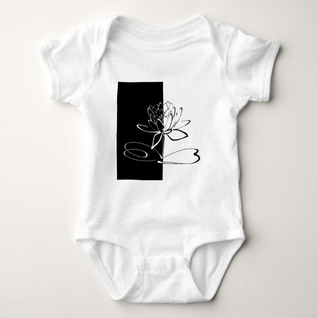 Body Para Bebê Yin Yang Black White Lotus Blossom (Frente)