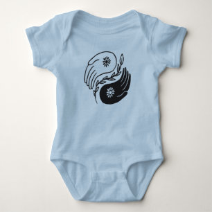 Body Para Bebê Yin Yang Hands with Floral Balance