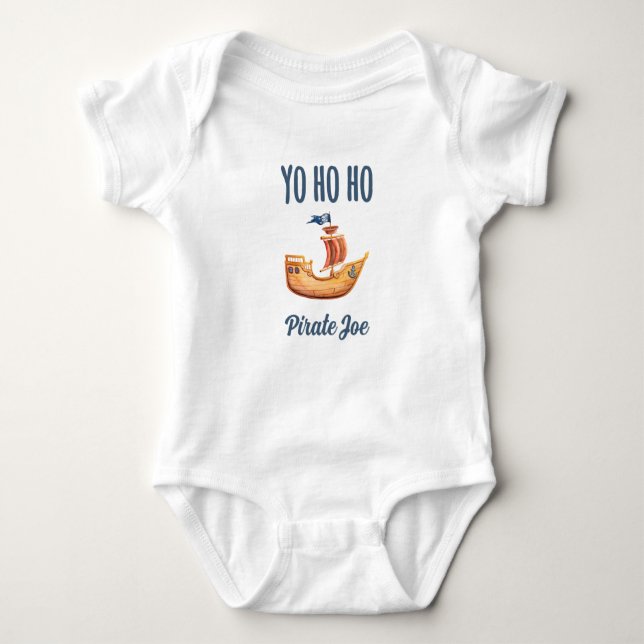 Body Para Bebê Yo Ho Ho Personalizado Navio Pirata (Frente)