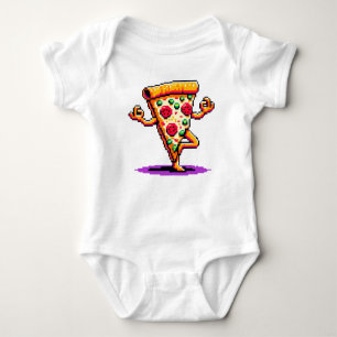 Body Para Bebê Yoga Pizza - Engraçada Design de Comida de Arte po