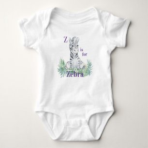 Body Para Bebê Z é para ZEBRA - Zebra Sentada Em Ferns