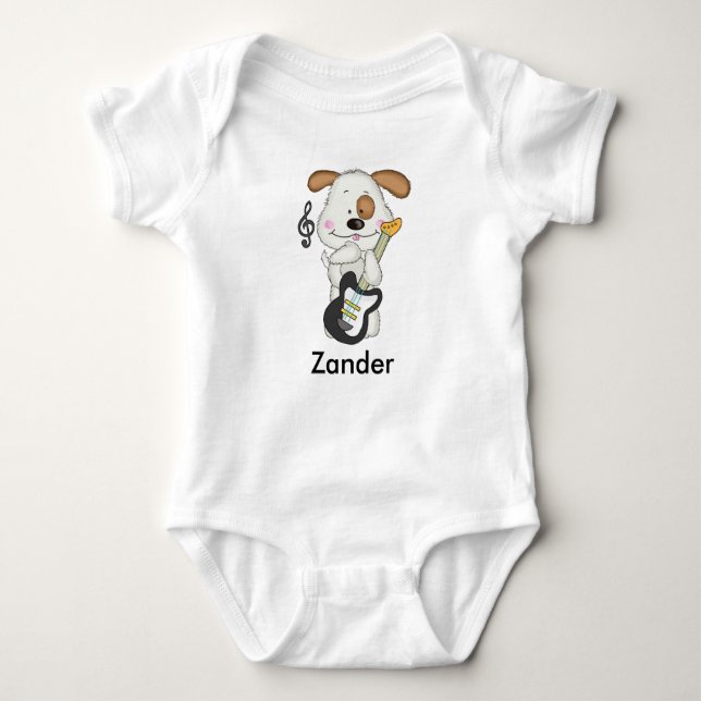 Body Para Bebê Zander's Rock and Roll Puppy (Frente)