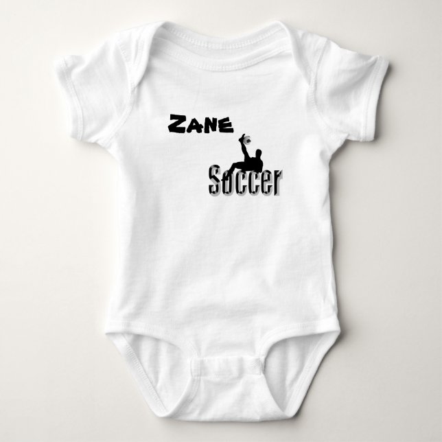 Body Para Bebê Zane Nome Com Design de Futebol, Bodysuit de Bebê (Frente)