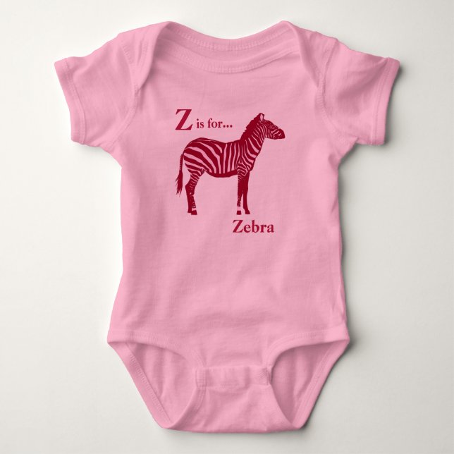 Body Para Bebê Zebra - Borgonha e Rosa (Frente)