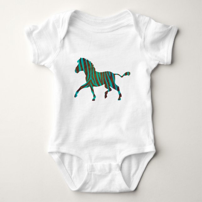 Body Para Bebê Zebra Brown e Teal Impressão (Frente)