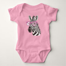 Zebra com Macacão de Óculos Rosa & Body