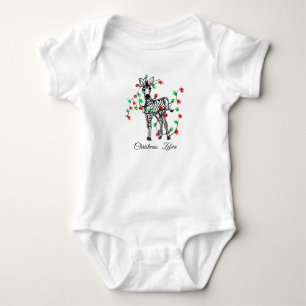 Body Para Bebê Zebra de Natal, vermelha, luzes cintilantes de Nat