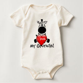 Body Para Bebê Zebra design com "Eu amo meu tio"