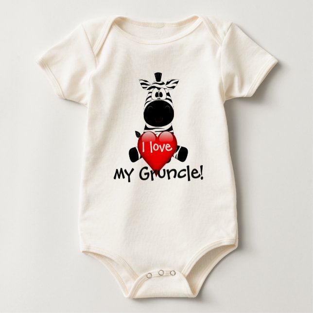 Body Para Bebê Zebra design com "Eu amo meu tio" (Frente)