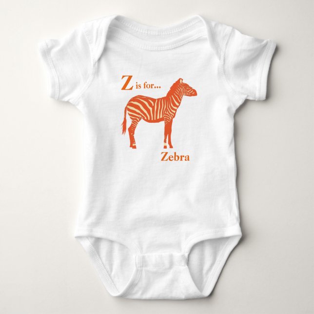 Body Para Bebê Zebra - Mandarim e laranja claro (Frente)