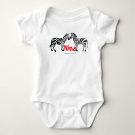 Body Para Bebê Zebra preto e branco Chic com monograma
