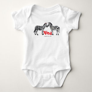 Body Para Bebê Zebra preto e branco Chic com monograma