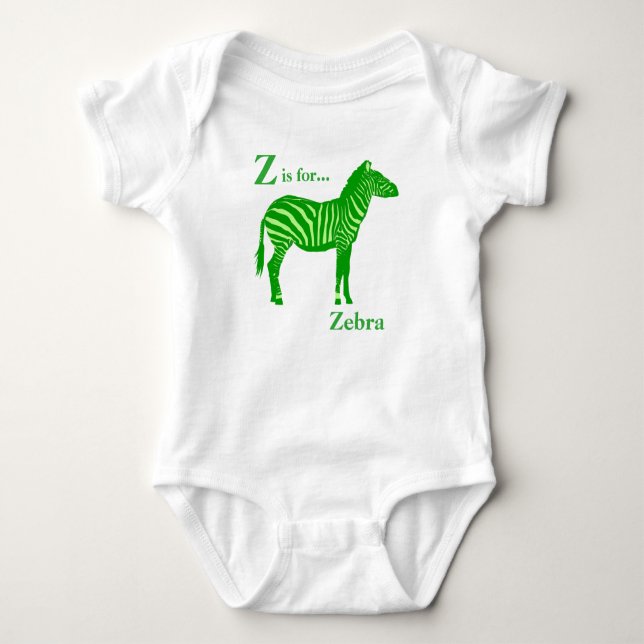 Body Para Bebê Zebra - Tons de Verde Lima (Frente)