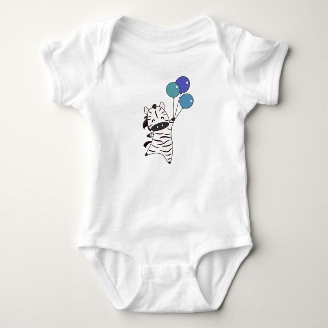 Body Para Bebê Zebra Voa Com Balões Para Cima De Animais Doces (Frente)