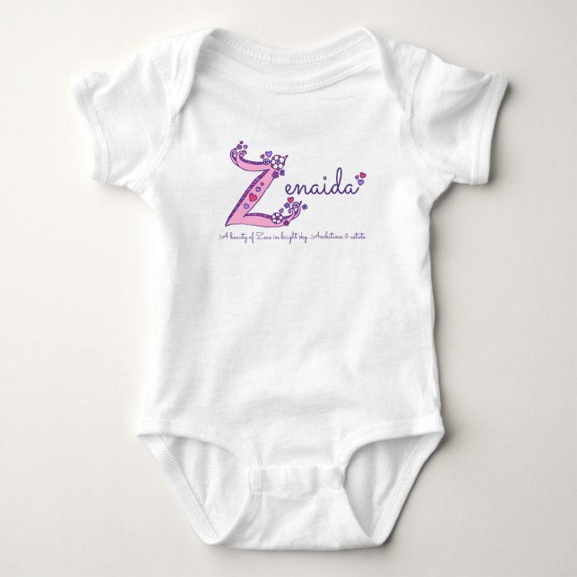 Body Para Bebê Zenaida Girl Z name significa custom tee (Frente)