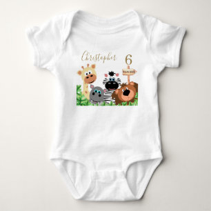 Body Para Bebê Zoológico Personalizado do Mês Editável de Etap