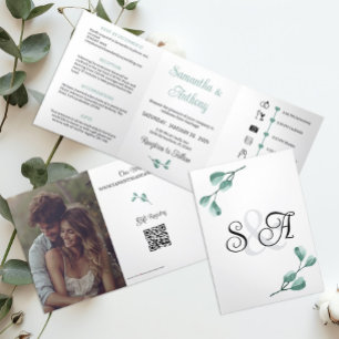 Boêmia Eucalyptus Monograma Convite para Casamento