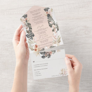 Boêmia Tropical Floral Pale Blush Casando Tudo Em