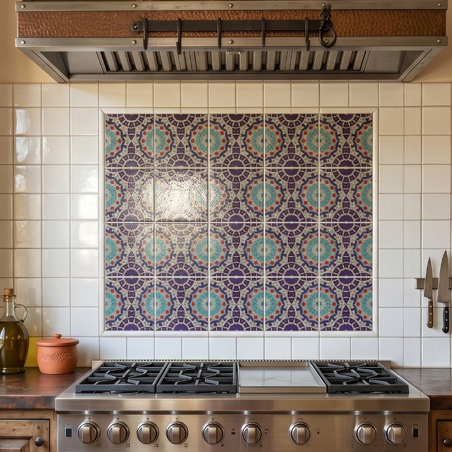 Boêmio Angustiado Azul-turquesa e Ameixa Mosaico M (Criador carregado)