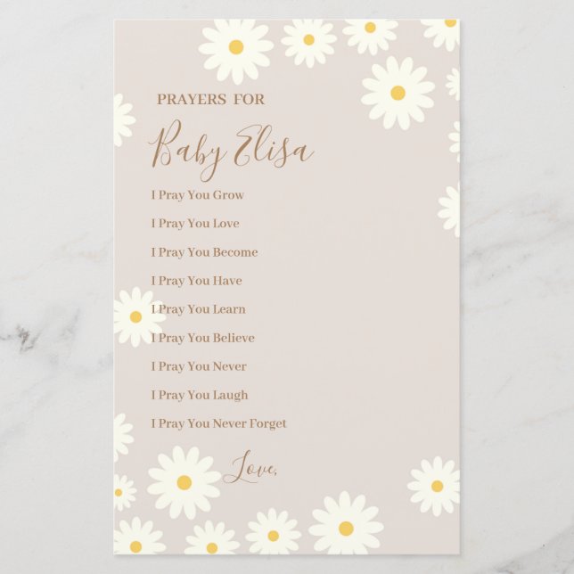 Bohemain Daisy Floral Prayers para Bebê (Frente)