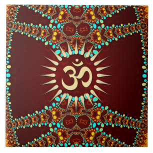 Bohemain Jewel Om Símbolo Cerâmico Azulejo