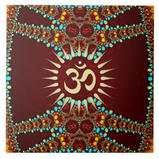 Bohemain Jewel Om Símbolo Cerâmico Azulejo