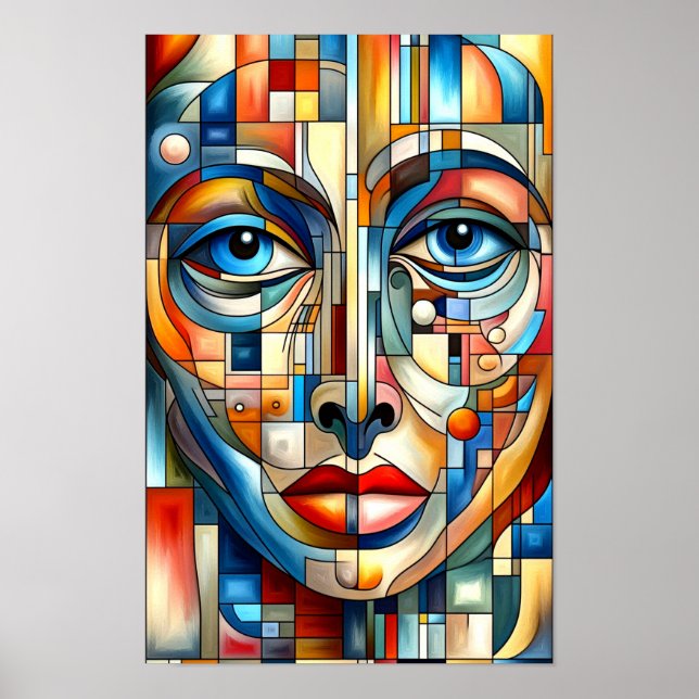 Bohemian Abstrato Modern Lady Face Poster (Frente)
