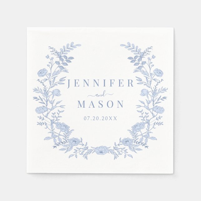 Bohemian azul floral papel de banho guardanapos (Frente)