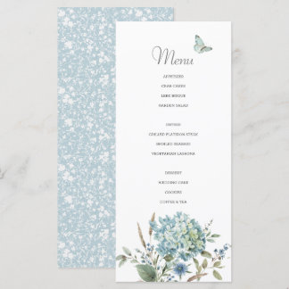 Bohemian Blue Botanical Watercolor Menu